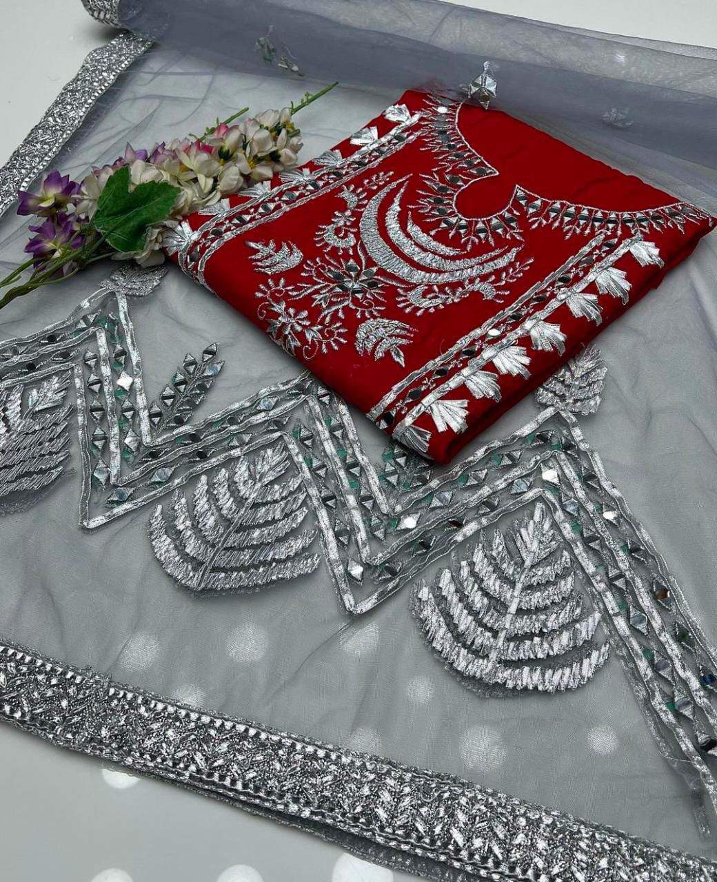 Kathan mirror work 3 piece by Hanzala Khan