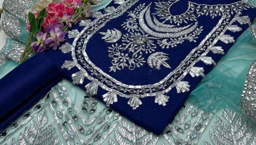 Kathan mirror work 3 piece by Hanzala Khan