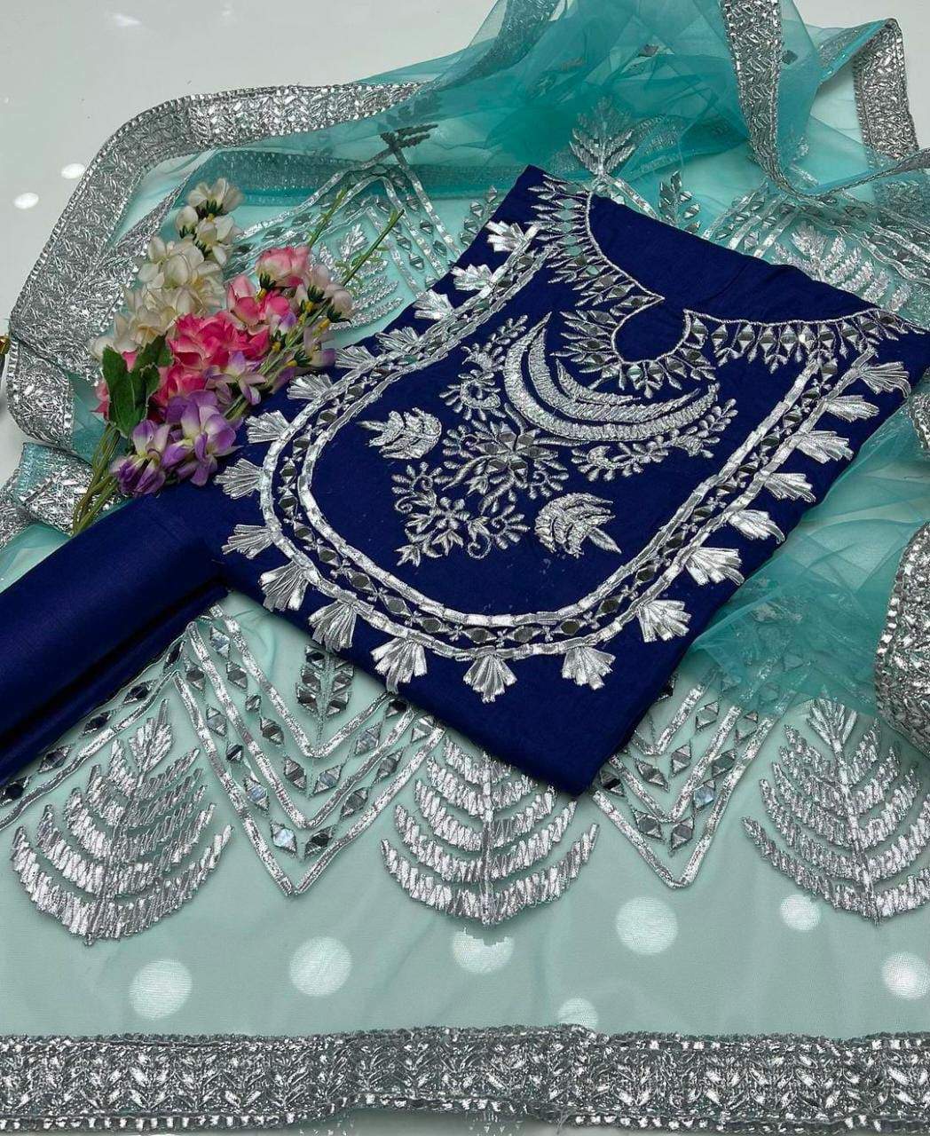 Kathan mirror work 3 piece by Hanzala Khan