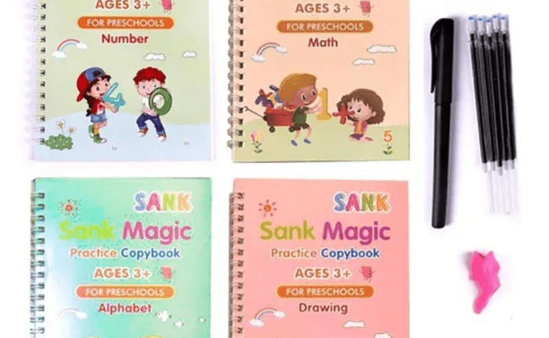 4pice set magic practice copybooks for kids by M. Bilal