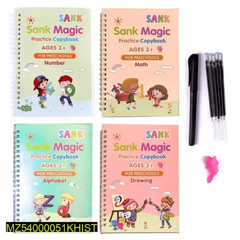 4pice set magic practice copybooks for kids by M. Bilal
