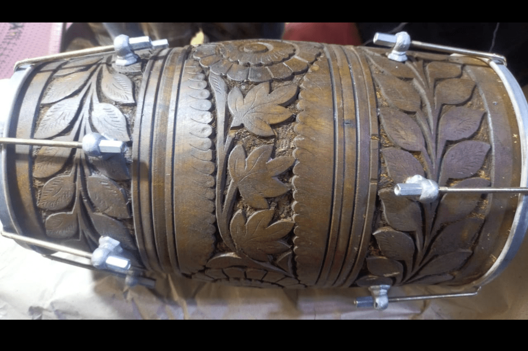 Best Quality Dholak or Dholki Black Sheesham Wood Carving by Pakistan Power tools