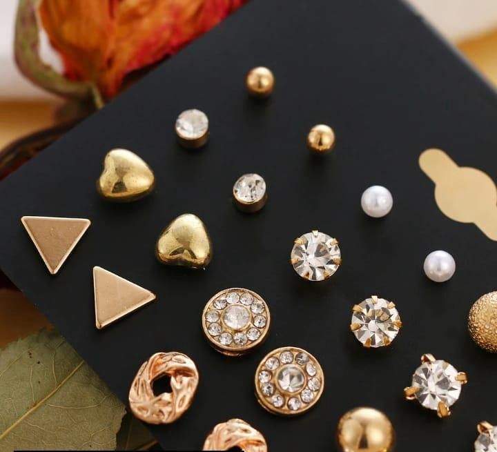 MULTIPLE DESIGNS EAR STUDS FOR GIRLS Pack of 12 by Haseeb Virk