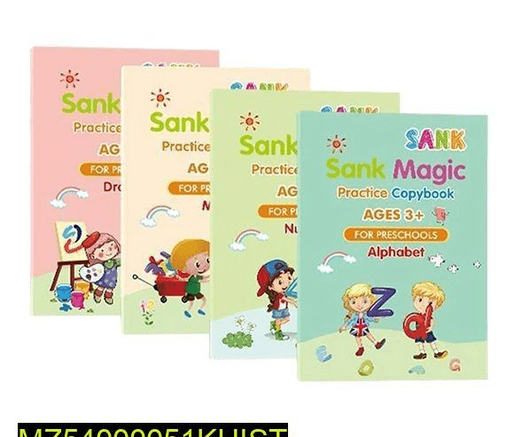 4pice set magic practice copybooks for kids by M. Bilal