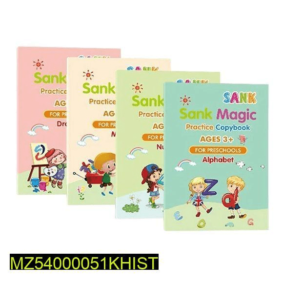4pice set magic practice copybooks for kids by M. Bilal