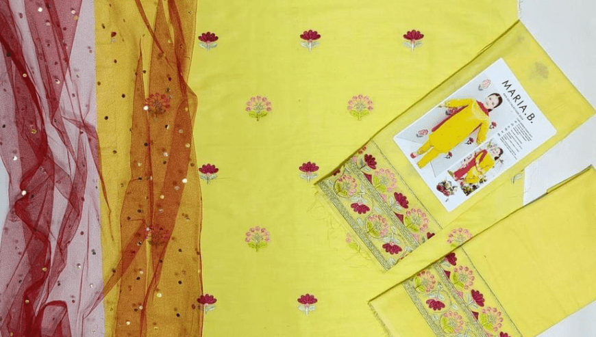 3 pcs girls Unstitched lawn embroidered suit by Syed Hasnain Shah