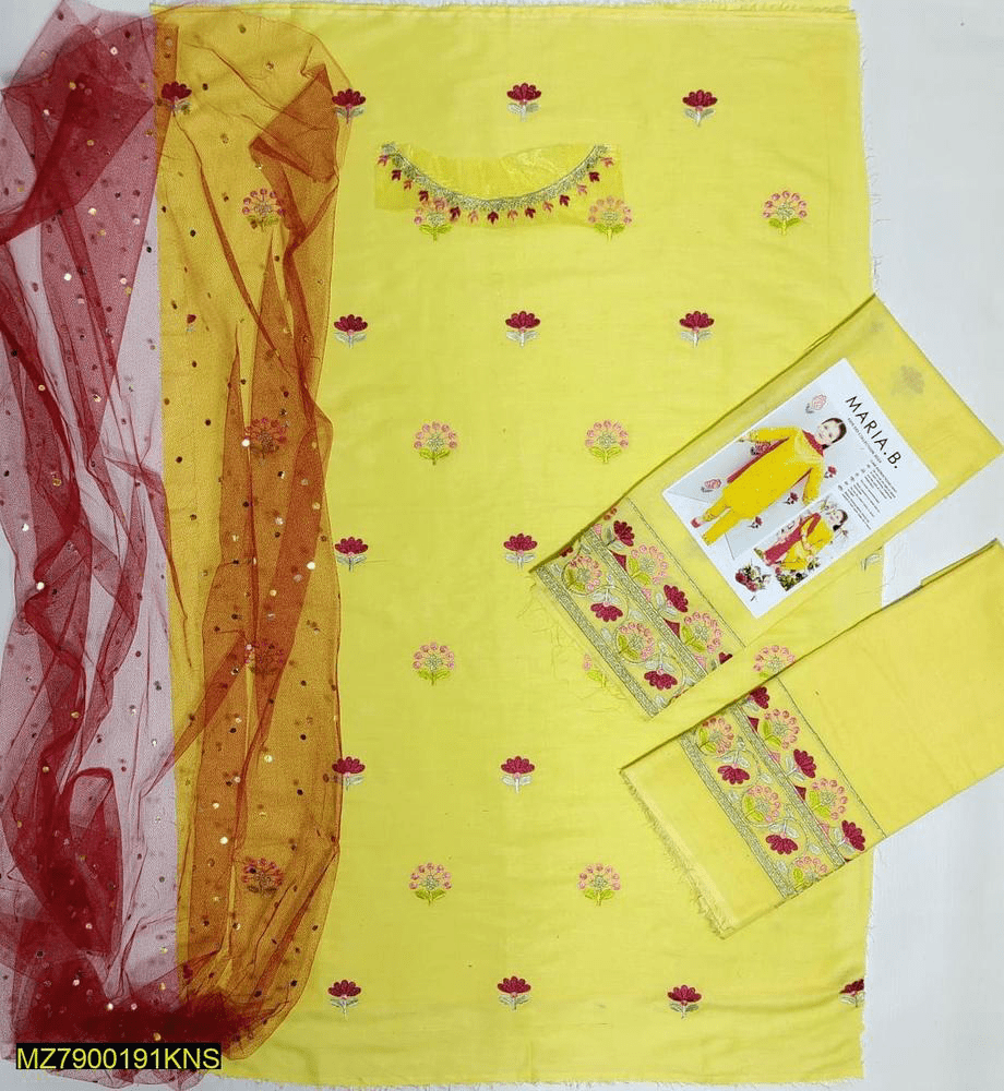 3 pcs girls Unstitched lawn embroidered suit by Syed Hasnain Shah