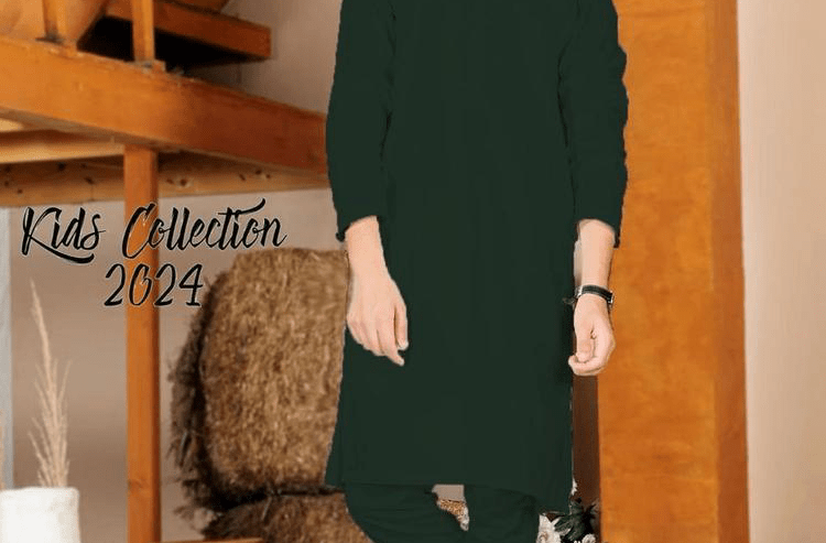 2 pcs boy stitched silk plain kurta and shalwar suit by Syed Hasnain Shah