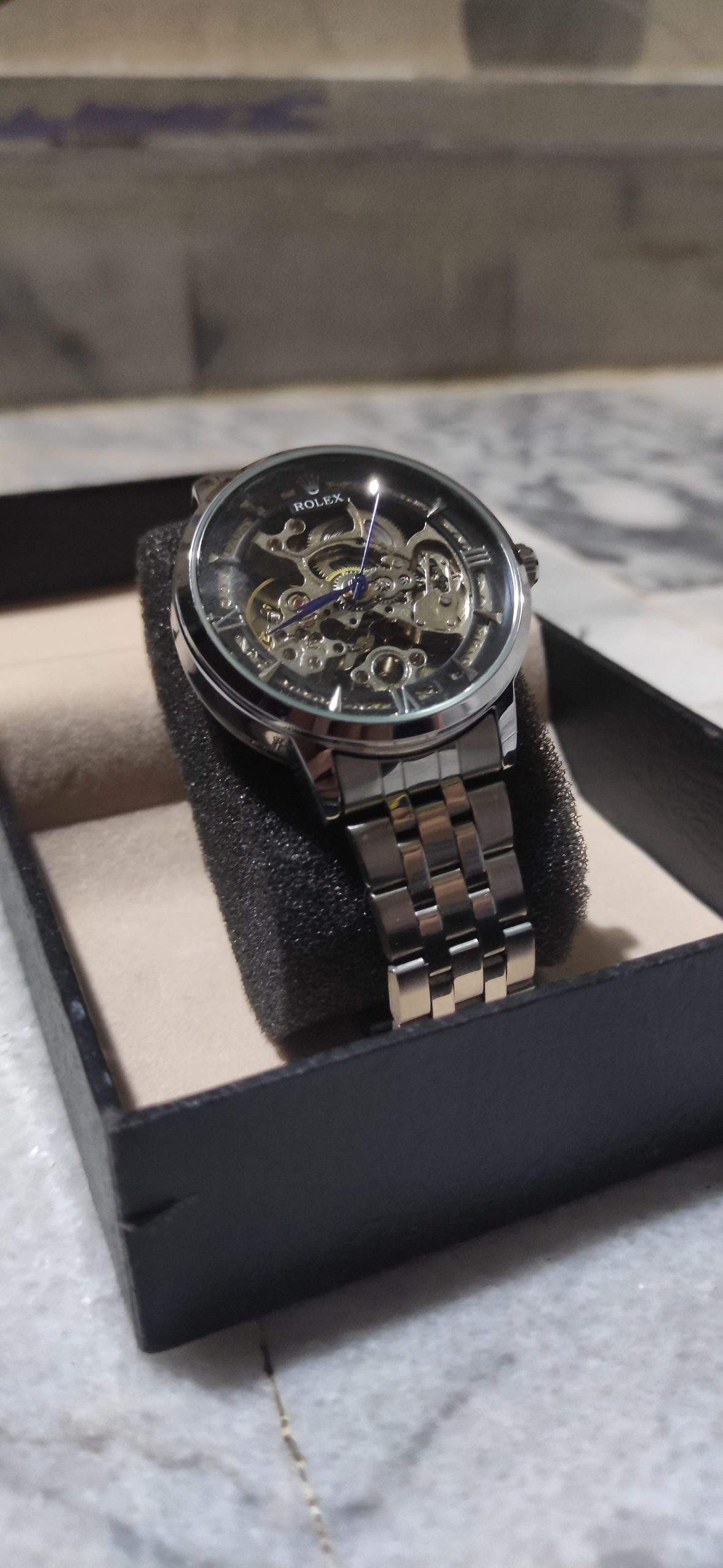 Rolex skeleton Automatic silver and black dial by Muneeb Asif