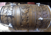 Best Quality Dholak or Dholki Black Sheesham Wood Carving by Pakistan Power tools