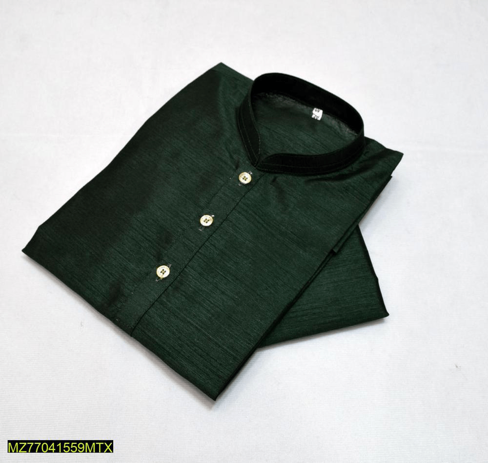 2 pcs boy stitched silk plain kurta and shalwar suit by Syed Hasnain Shah