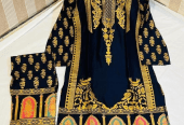 2 PCs women stitched linen printed suit by Hamza siddique