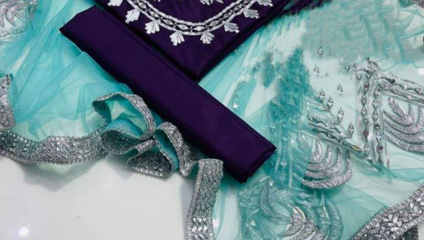 Kathan mirror work 3 piece by Hanzala Khan