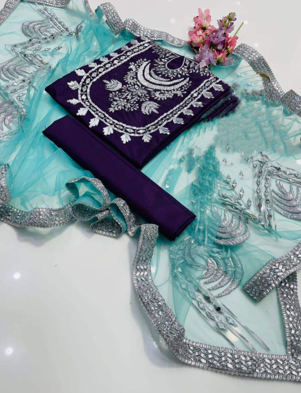 Kathan mirror work 3 piece by Hanzala Khan