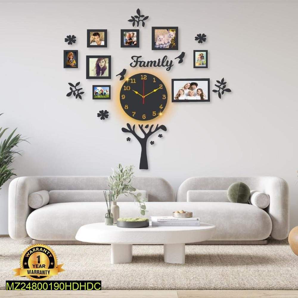 Beautiful family tree laminated wall clock with backlight by Syed Hasnain Shah