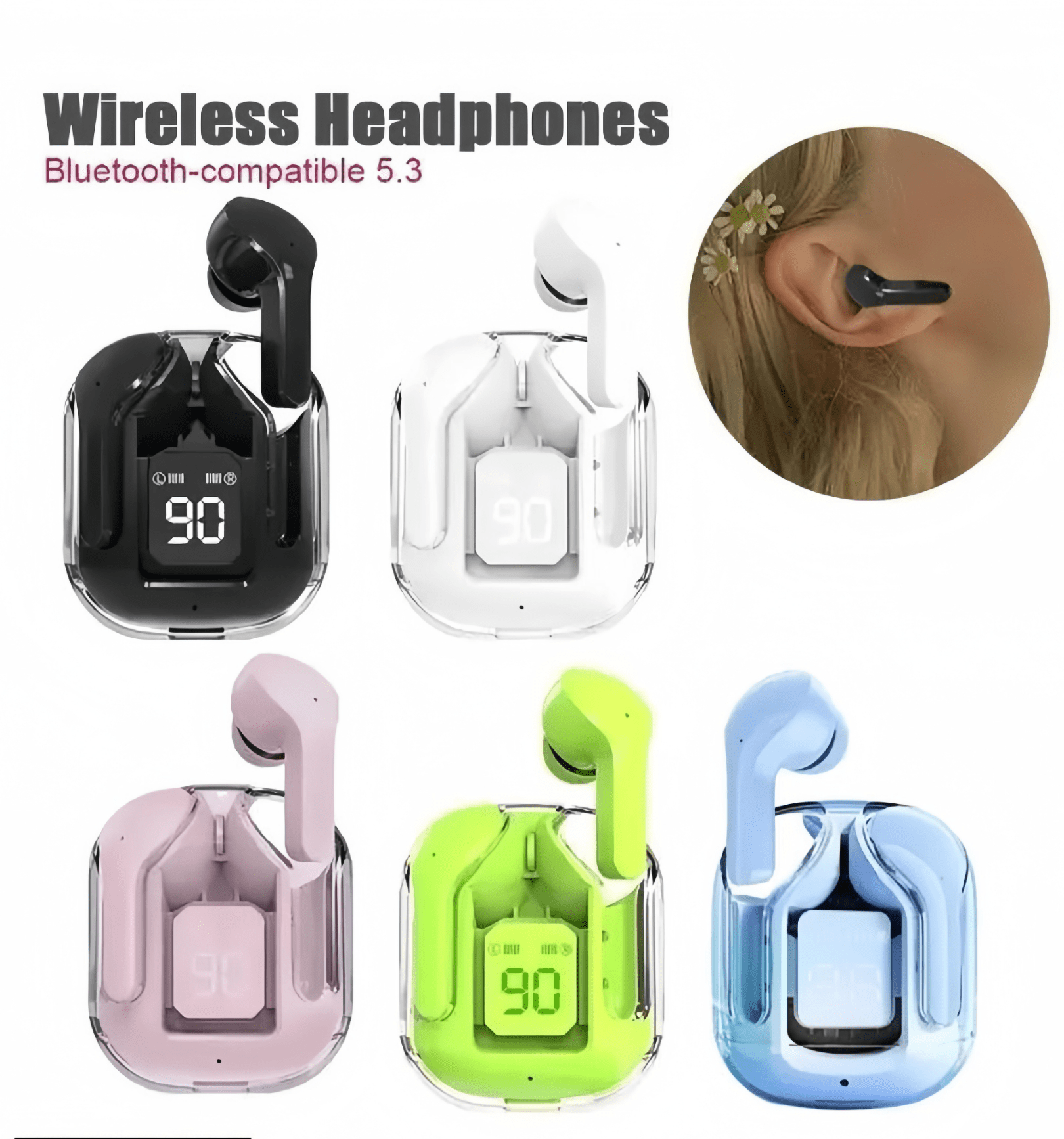 Air 31 Digital Display Case Earbuds by Yasrab Shopping