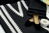 Womans Plain Black suit 3pcs with Khussa and Lass by Zohanali Ali