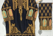 2 PCs women stitched linen printed suit by Hamza siddique