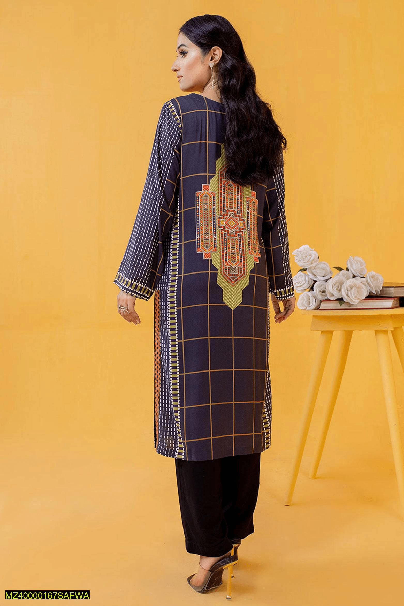 1 pc safwa woman’s Unstitched viscose printed suit by Syed Hasnain Shah