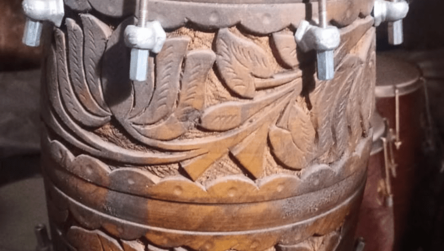 Best Quality Dholak or Dholki Black Sheesham Wood Carving by Pakistan Power tools