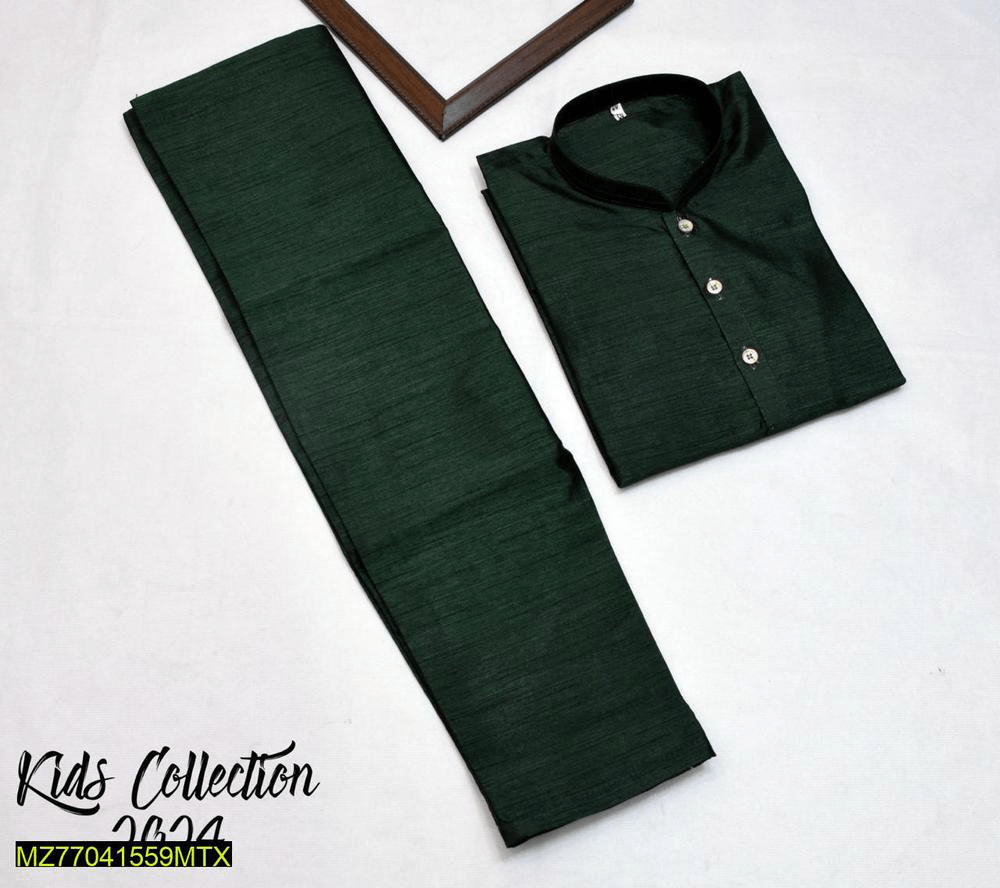 2 pcs boy stitched silk plain kurta and shalwar suit by Syed Hasnain Shah