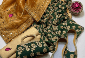 5pcs woman’s unstitched chiffon embroidered suit free home delivery by Salman Salman