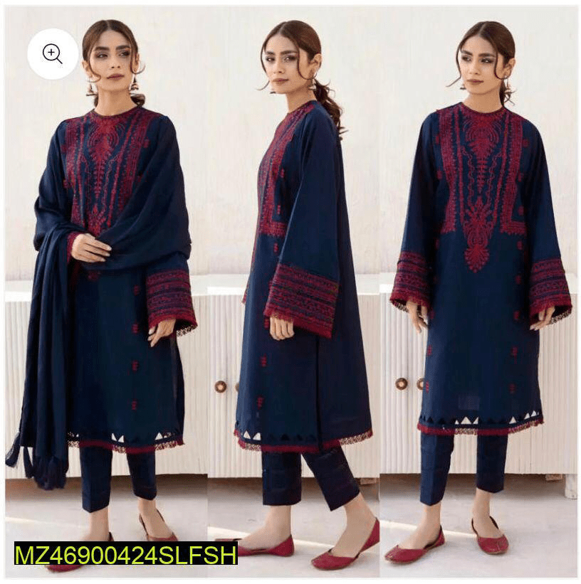 3piec3pieces woman unstitched Dhanak Embroidered suit by waheed Ali