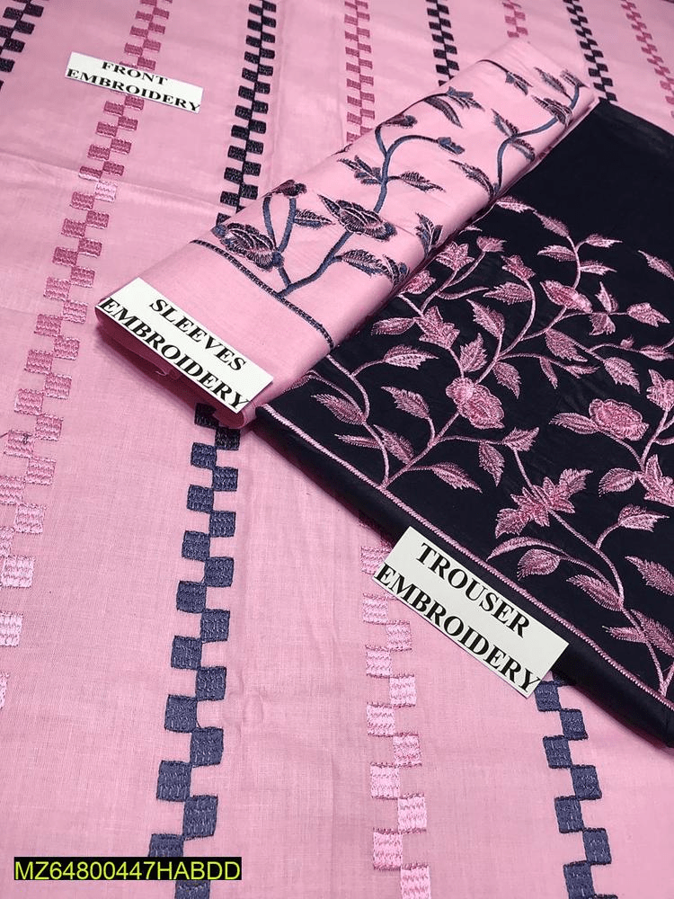 2pcs women unstitched lawn Embroidered suit by Hamza siddique