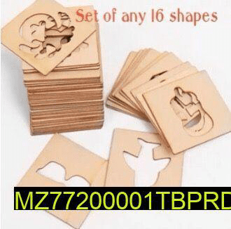 Wooden Stencils, Pack of 16 by Fakhra Qazi