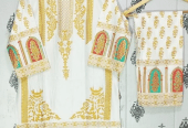 2 PCs women stitched linen printed suits by Hamza siddique