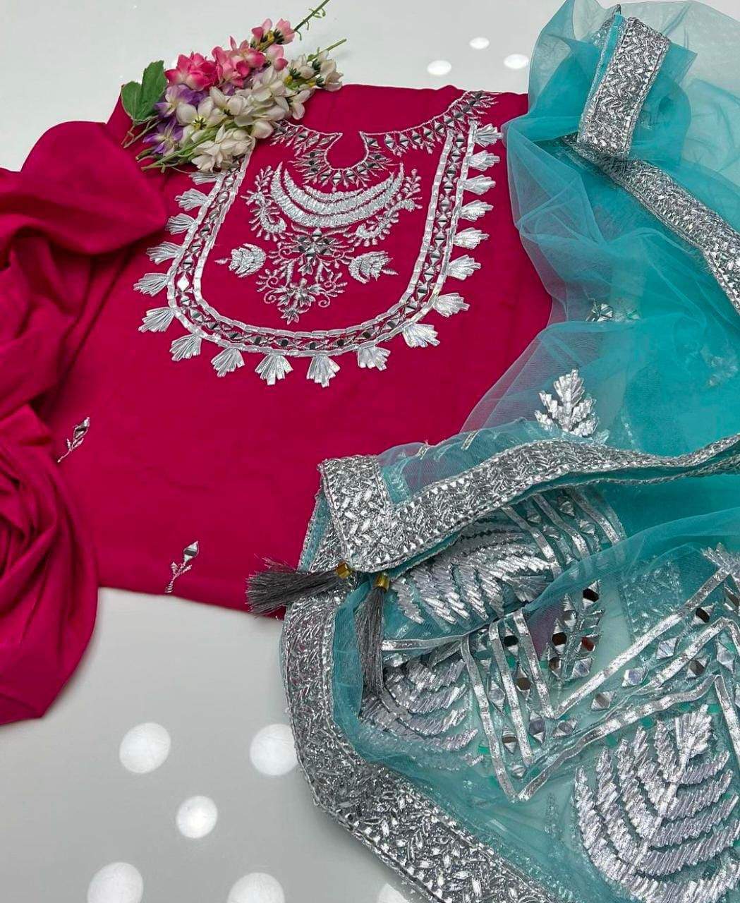 Kathan mirror work 3 piece by Hanzala Khan