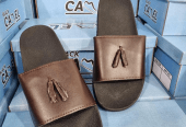 Black camel PVC tassel style slide brown by Syed Hasnain Shah