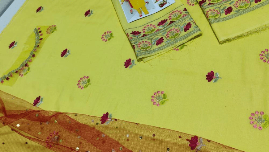 3 pcs girls Unstitched lawn embroidered suit by Syed Hasnain Shah