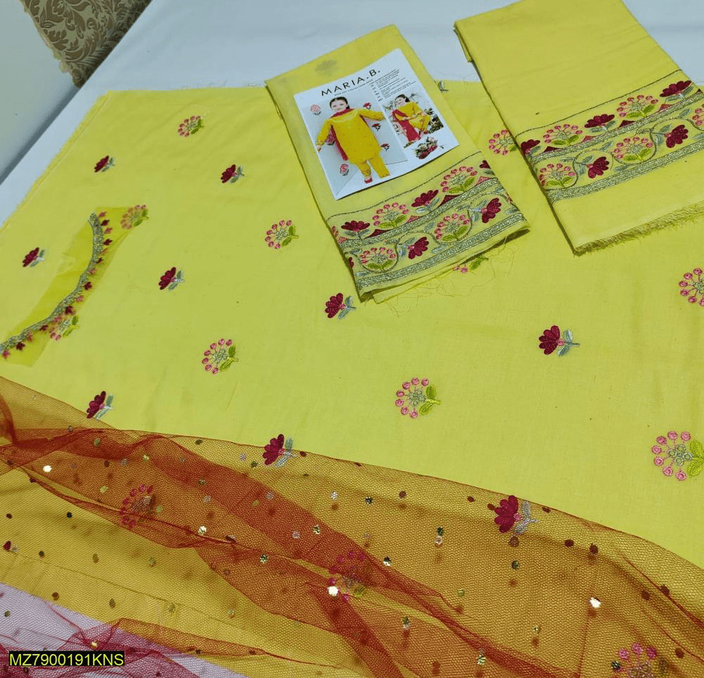 3 pcs girls Unstitched lawn embroidered suit by Syed Hasnain Shah