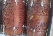 Best Quality Dholak or Dholki Black Sheesham Wood Carving by Pakistan Power tools