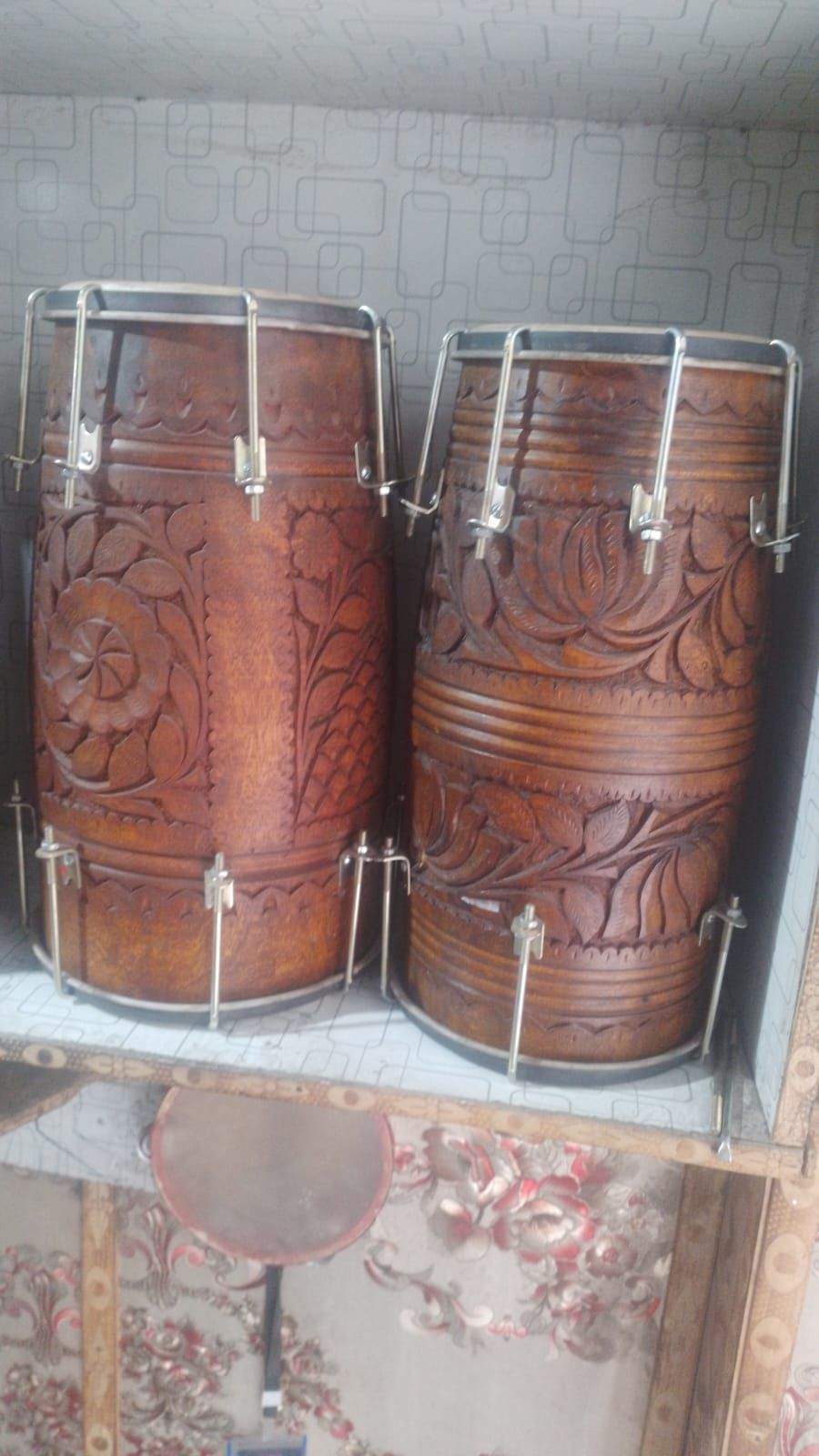 Best Quality Dholak or Dholki Black Sheesham Wood Carving by Pakistan Power tools