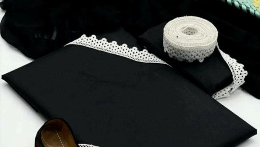 Womans Plain Black suit 3pcs with Khussa and Lass by Zohanali Ali
