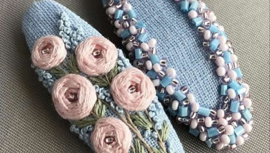 Blue beaded Hair pin