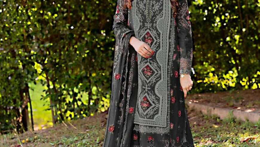 Unstitched embroided 3 PCs women suit