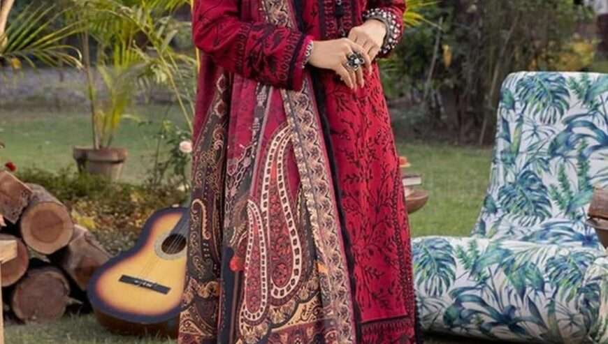 Unstitched embroided 3 PCs women suit