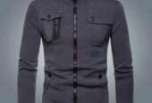 1 Pc Men’s Fleece Plain Bomber Jacket