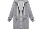 1 Pc Women’s Stylish Hooded Neck Printed Fleece Jacket