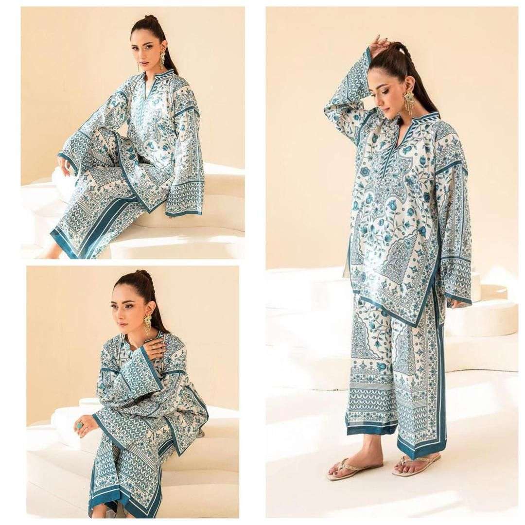 2 Pac woman’s stitched swiss lawn printed co -Ord set