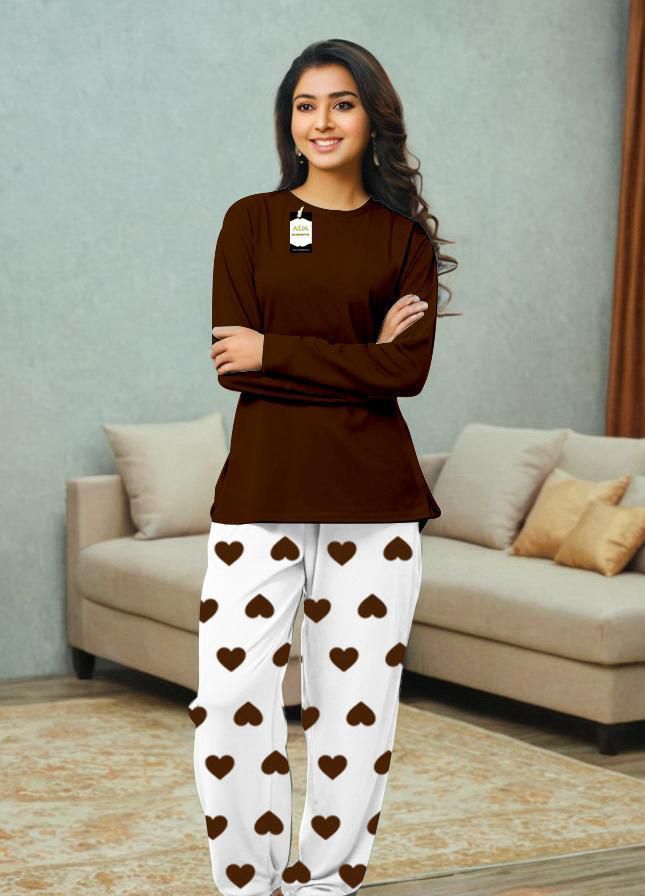 2 Pcs Women’s Stitched Plain Night Suit