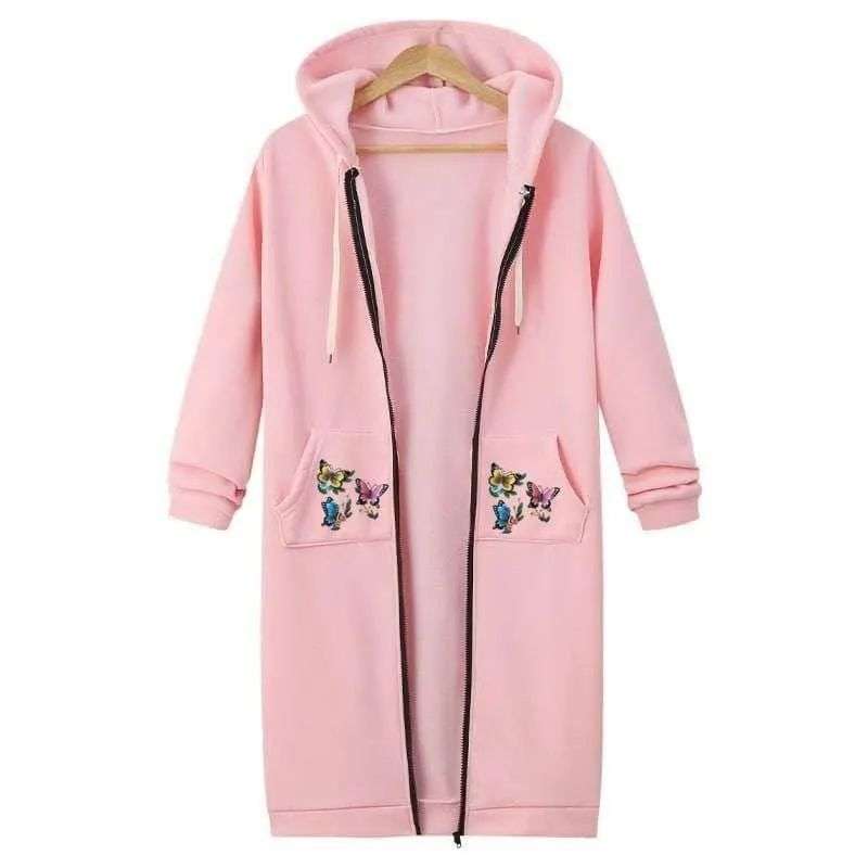 1 Pc Women’s Stylish Hooded Neck Printed Fleece Jacket