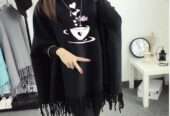 Women’s Fleece Printed Poncho Cape Shawl
