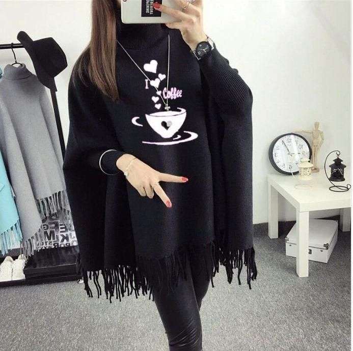 Women’s Fleece Printed Poncho Cape Shawl