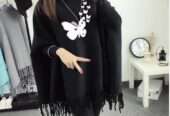 Women’s Fleece Printed Poncho Cape Shawl