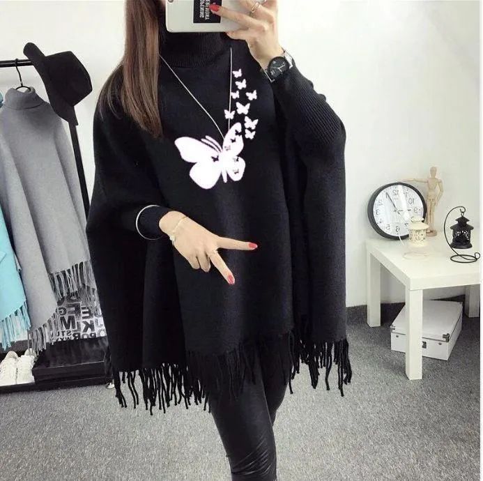 Women’s Fleece Printed Poncho Cape Shawl