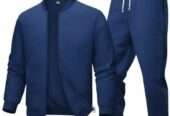 2 Pcs Men’s Polyester Fleece Plain Zipper Track Suit
